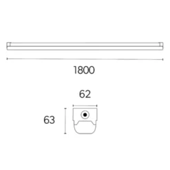 4lite Torre lysarmatur med nødlys, 30-60W, 180 cm