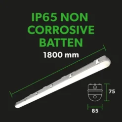 4lite Valde lysarmatur med nødlys, 46-70W, 180 cm
