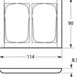 LK Fuga Softline 63 ramme, 2x1,5 modul, vandret, metallic
