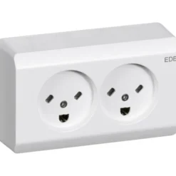 LK Opus 66 dobbelt udvendig EDB stikkontakt, 2 modul, hvid