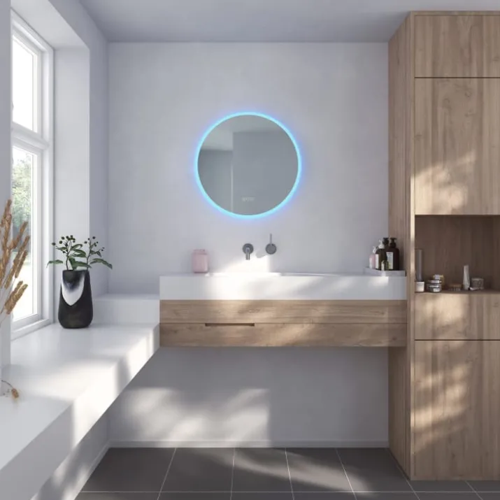 Loevschall Johannesburg RGB spejl med lys, dæmpbar, touch, Ø80 cm