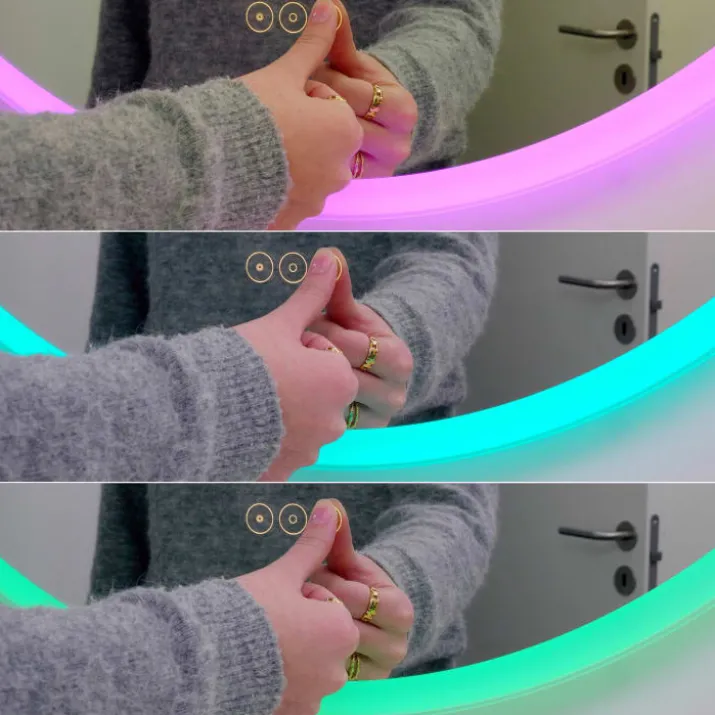 Loevschall Johannesburg RGB spejl med lys, dæmpbar, touch, Ø80 cm