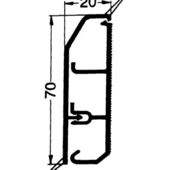 2 meter Rehau fodpanel med læbe, SL 20/70 mm, hvid