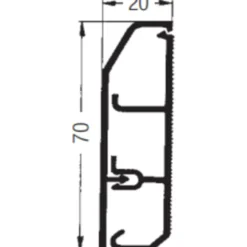 2 meter Rehau fodpanel, SL 20/70 mm, hvid