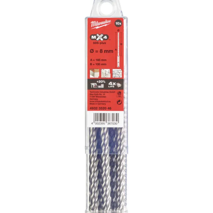 Milwaukee MX4 SDS+ hammerbor, 4 skærs, 5,5x160 mm, 10-pak