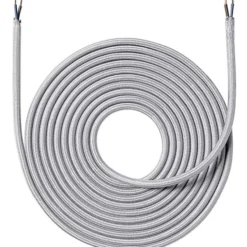 Nielsen Light stofledning, 2x0,75 mm², 4 meter, sølv