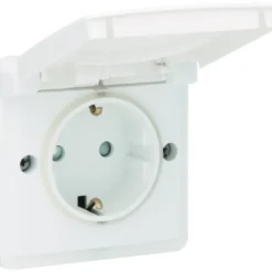 Niko Hydro stikkontakt, sidejord og pillesikring, 1 modul, hvid