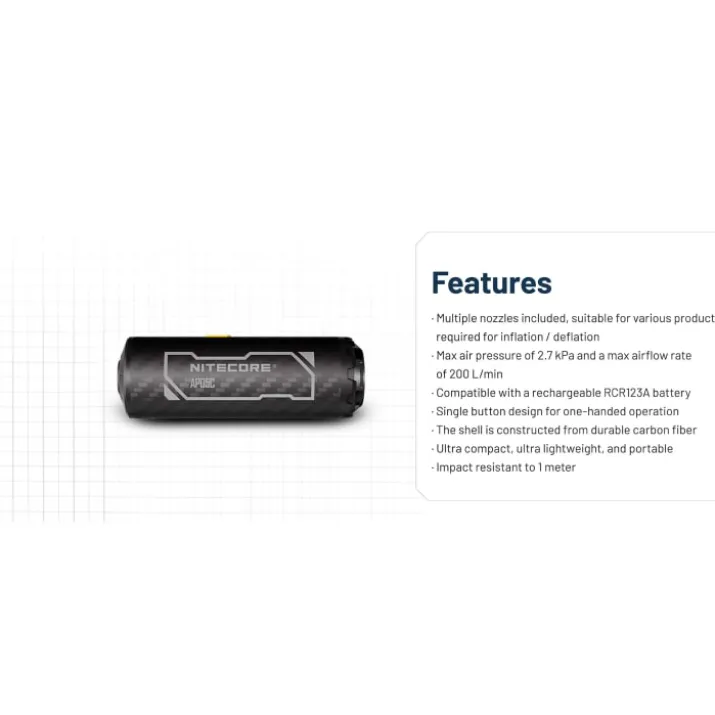 Nitecore AP05C genopladelig luftpumpe