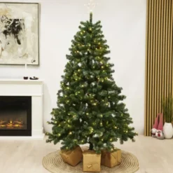 Nordic Winter Aske kunstigt juletræ med lys, 210 x 138 cm