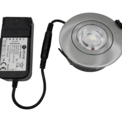 Nordtronic Low Profile Flexible udendørs indbygningsspot, driver, Ø7,5 cm, børstet alu, 3000K