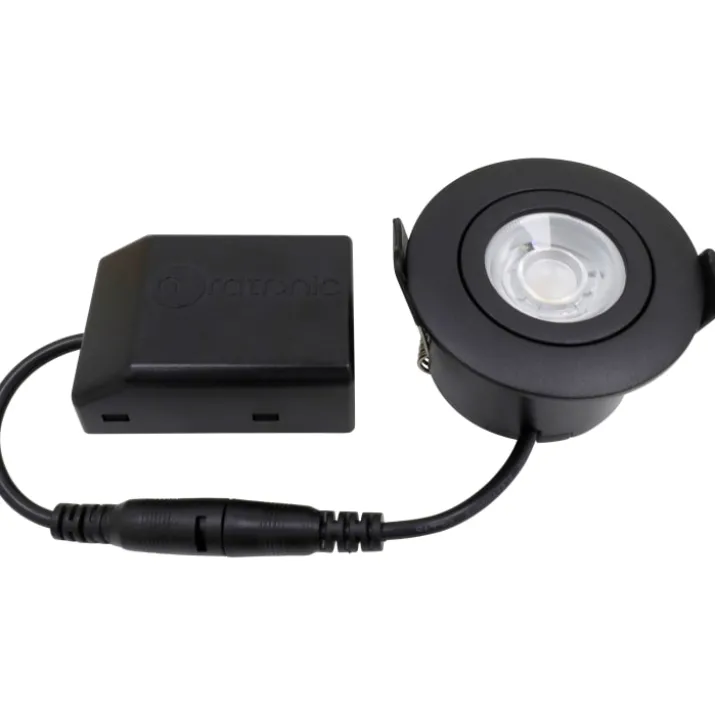 Nordtronic Low Profile Flexible udendørs indbygningsspot, driver, Ø7,5 cm, sort, 2700K