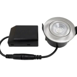 Nordtronic Low Profile Flexible udendørs indbygningsspot, Ø5,5 cm, børstet alu, 3000K