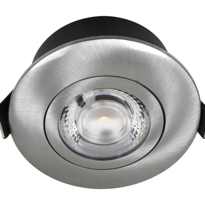 Nordtronic Low Profile Flexible udendørs indbygningsspot, Ø7,5 cm, børstet alu, 2700K