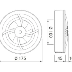 Pax Brisa badventilator, fugtstyring, timer, Ø100 mm, sort