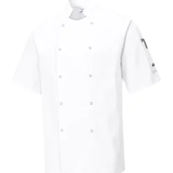Portwest kokkejakke med korte ærmer, hvid, str. 2XL
