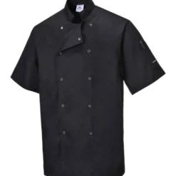 Portwest kokkejakke med korte ærmer, sort, str. 2XL