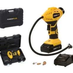 PowerPlus luftpumpe m/batterier 2 x 18V/1,5Ah