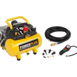 PowerPlus støjsvag/oliefri kompressor med 6 liters tank