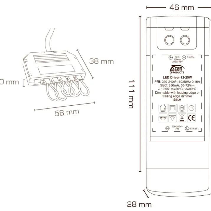 Scan Products driver, dæmpbar, 25W