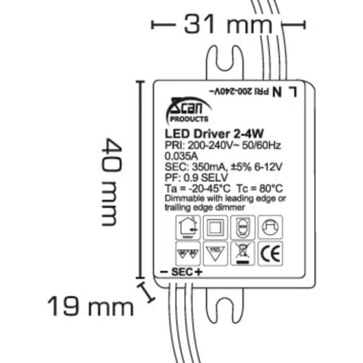 Scan Products driver, dæmpbar, 4W