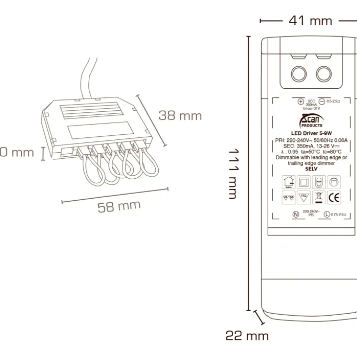 Scan Products driver, dæmpbar, 9W