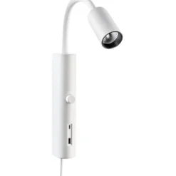 SG Tube væglampe med USB, 2700K, hvid