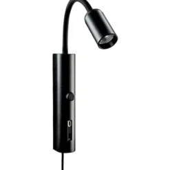 SG Tube væglampe med USB, 2700K, sort
