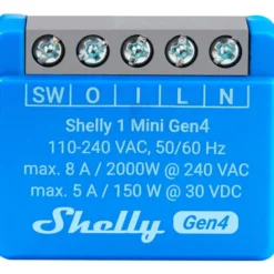 Shelly 1 Mini Gen4 relæ med Wi-Fi og potentialfrit kontaktsæt
