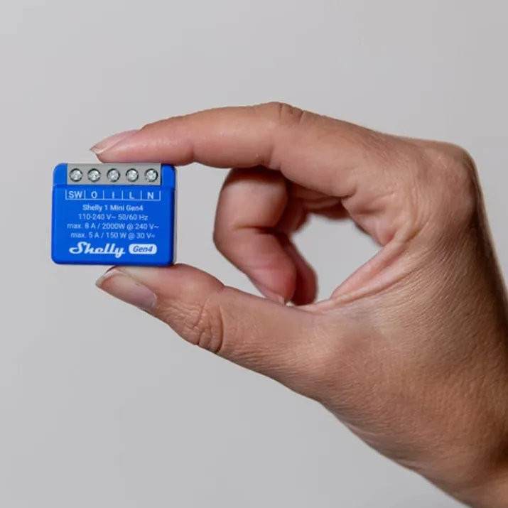 Shelly 1 Mini Gen4 relæ med Wi-Fi og potentialfrit kontaktsæt