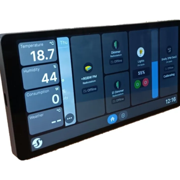 Shelly X2i vægdisplay, Bluetooth & Wi-Fi, sort