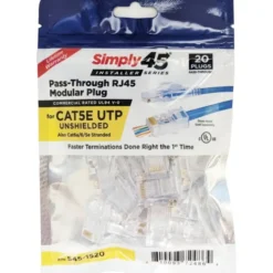 Simply45 RJ45 gennemkørsel stik CAT.6/6A uskærmet, blå, 20-pak