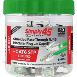 Simply45 RJ45 netværksstik, CAT6, CAP45, skærmet, 50 STK