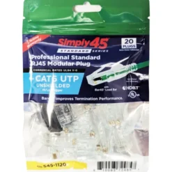 Simply45 RJ45 standard stik CAT.6/6A uskærmet, grøn, 20-pak
