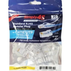 Simply45 RJ45 standard stik CAT.5E uskærmet, blå, 20-pak