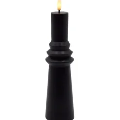 Sirius Sille Nordic Sculpture Ringet kunstig stearinlys, sort