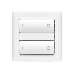 Smartkontakten Zigbee kontakt/lysdæmper til LK Fuga, tænd/sluk tangenter i hvid med LK Fuga Soft 63 ramme & monteringsramme