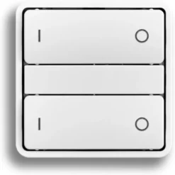 Smartkontakten Zigbee kontakt/lysdæmper til LK Fuga, tænd/sluk tangenter, hvid med Baseline 50 ramme