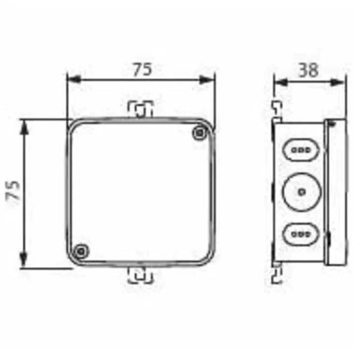 5 stk ABB AP75 forgreningsdåse, 75x75x38 mm, hvid