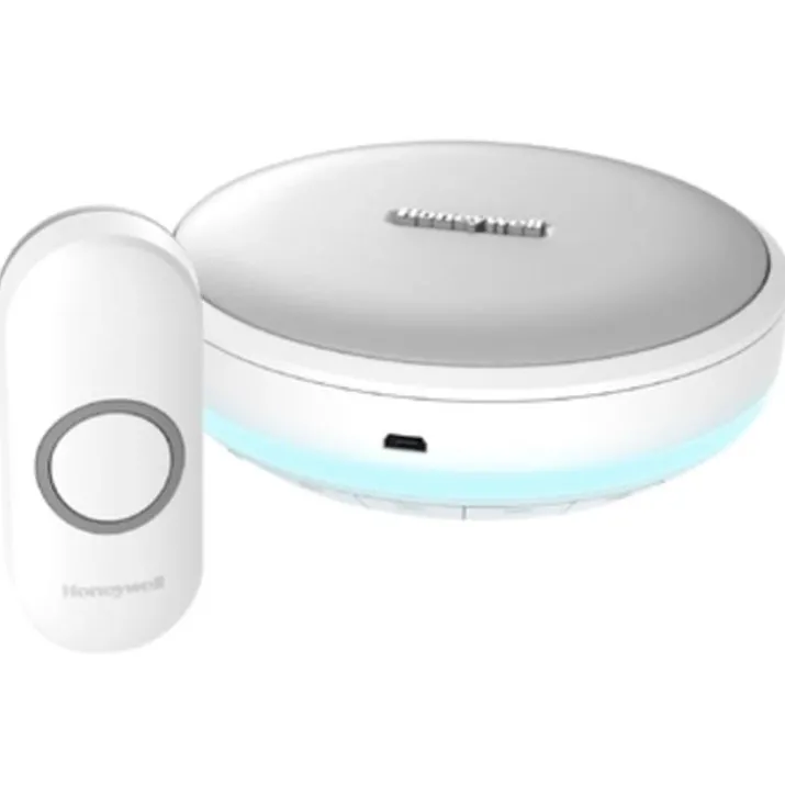 4 stk Honeywell Home dørklokke, trådløs, 150 m, bærbar, hvid