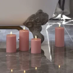 10 stk Sirius Sille LED fyrfadslys, batteri, lyserød