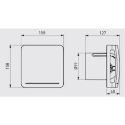 4 stk Thermex Ecoair badventilator med fugtstyring Ø100 mm, hvid