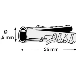 100 stk Tillex FP Flex rawlplug, Ø5x25 mm