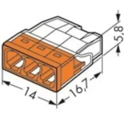 100 stk Wago skrueløse samlemuffer, 3 x 0,5-2,5 mm²