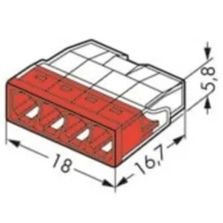100 stk Wago skrueløse samlemuffer, 4 x 0,5-2,5 mm²