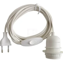 TBI ledning med E27 fatning & afbryder, hvid