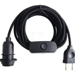 TBI ledning med E14 fatning & afbryder, sort
