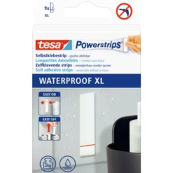 Tesa vandtætte dobbeltklæbende powerstrips, 80 mm, 9 stk