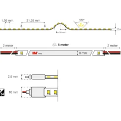 The Light Group Cob LED strip, 5 meter, 3000K