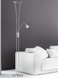 Trio Lighting Arizona gulvlampe, børstet stål
