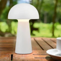 Trio Lighting Lennon genopladelig bordlampe, hvid